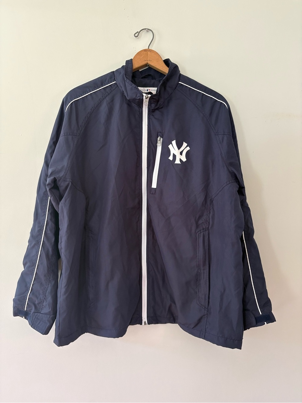 Carl Banks MLB New York Yankees Full Zip Windbreaker Jacket Navy White Men’s L/G
